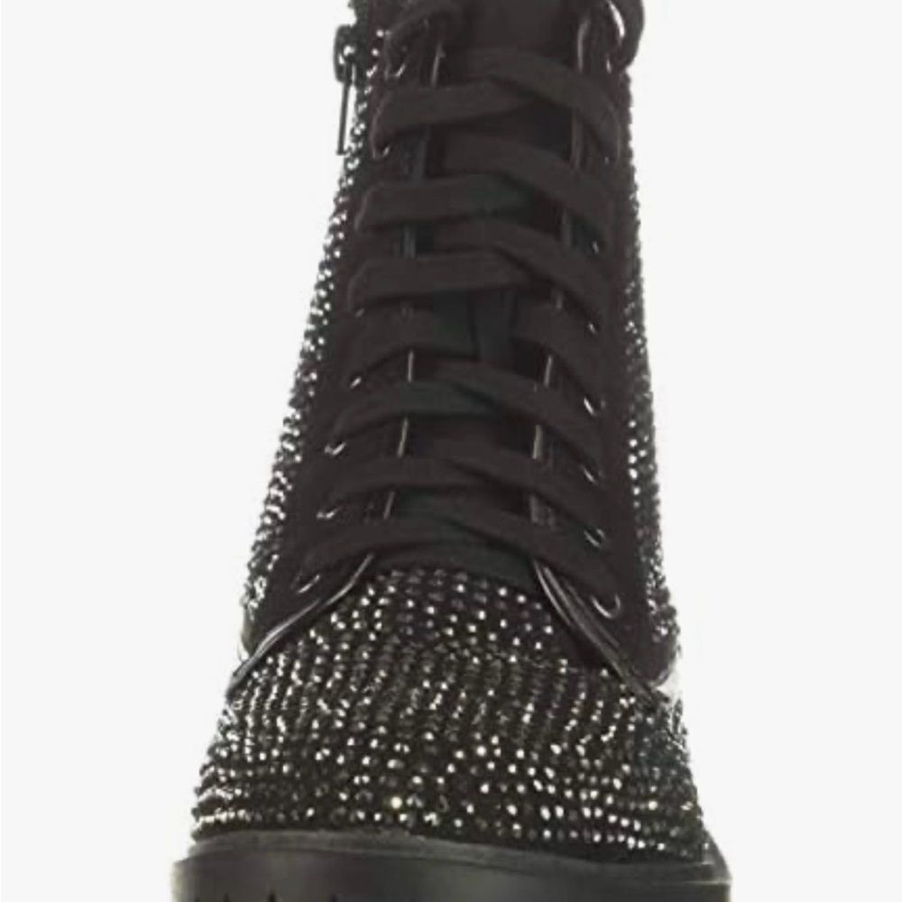Madden Girl Kirra Black Lace Up Studded Boots - Picture 11 of 12